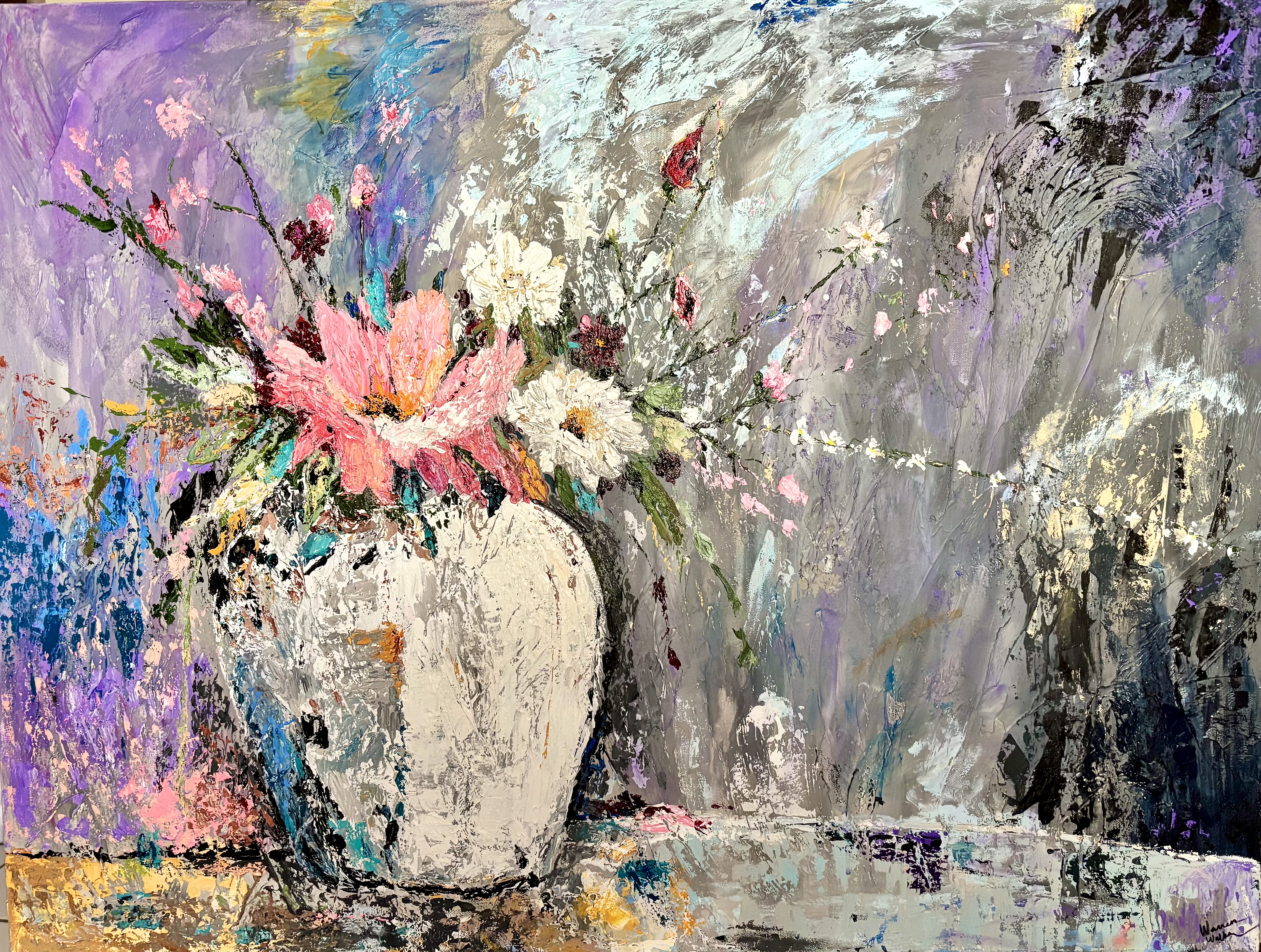 This painting continues extends my Vase and Flower series.  PLease enjoy and message with any questions or comments!